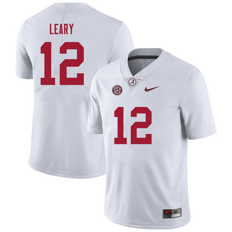 Alabama Crimson Tide Men's Christian Leary #12 White NCAA Nike Authentic Stitched 2021 College Football Jersey KN16T57BR